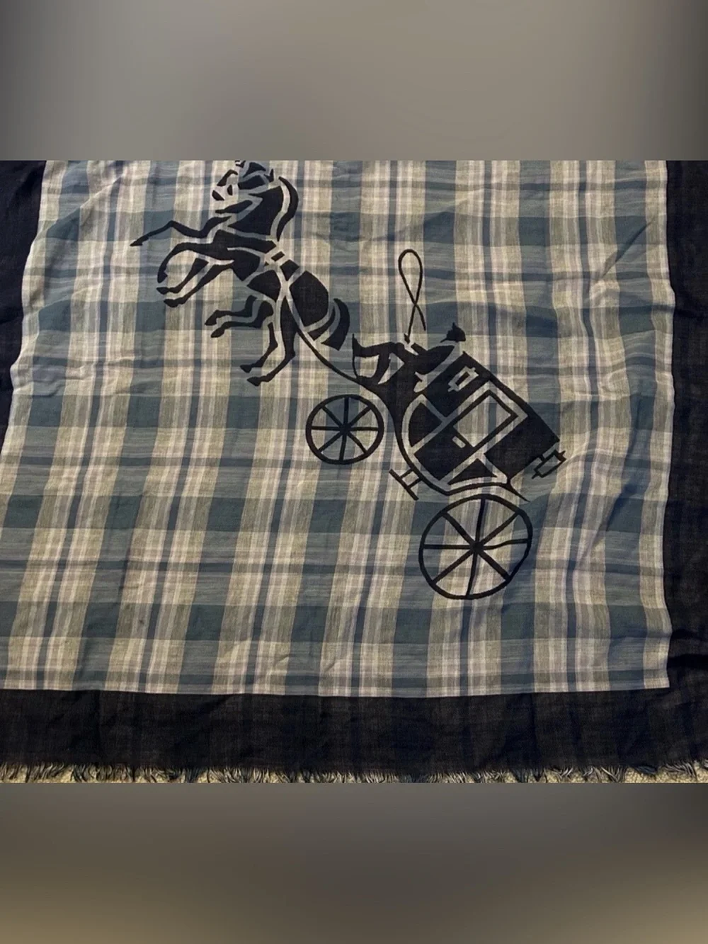 NWT COACH Blue Plaid Scarf Shawl Brand New